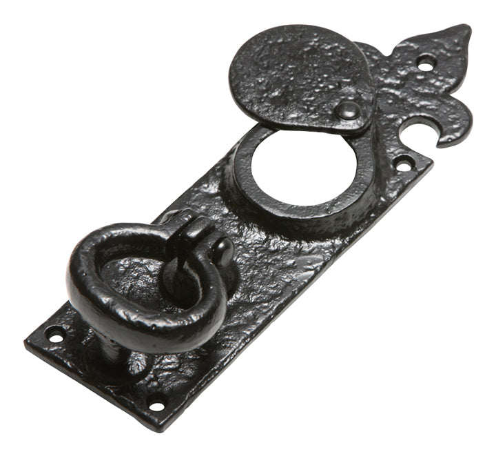 Black Antique Iron Rim Cylinder Pull and Cover 197x57mm 853