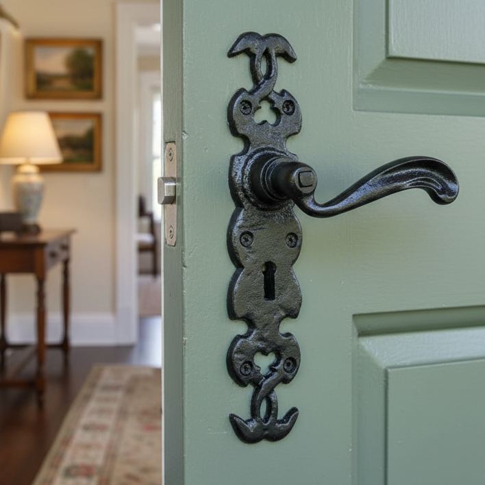 Black Antique Lever Lock Door Handles 1563