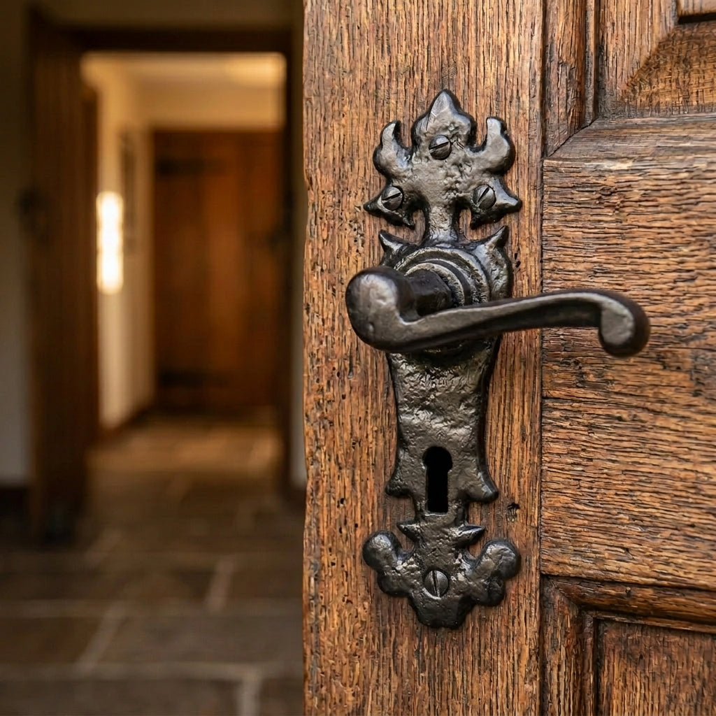 Black Antique Lever Lock Door Handles 2434