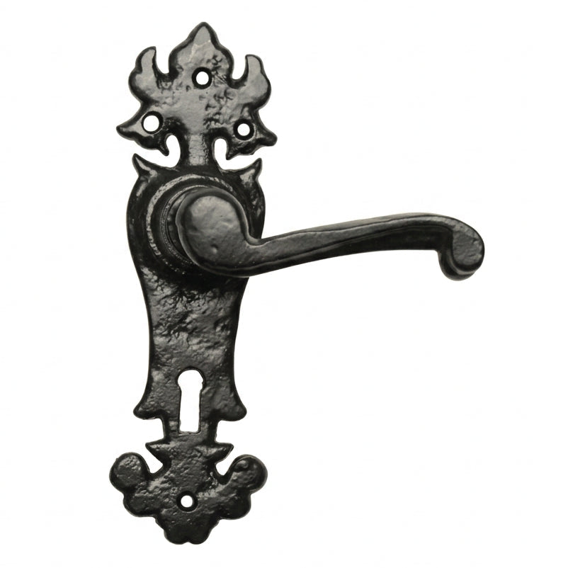 Black Antique Lever Lock Door Handles 2434