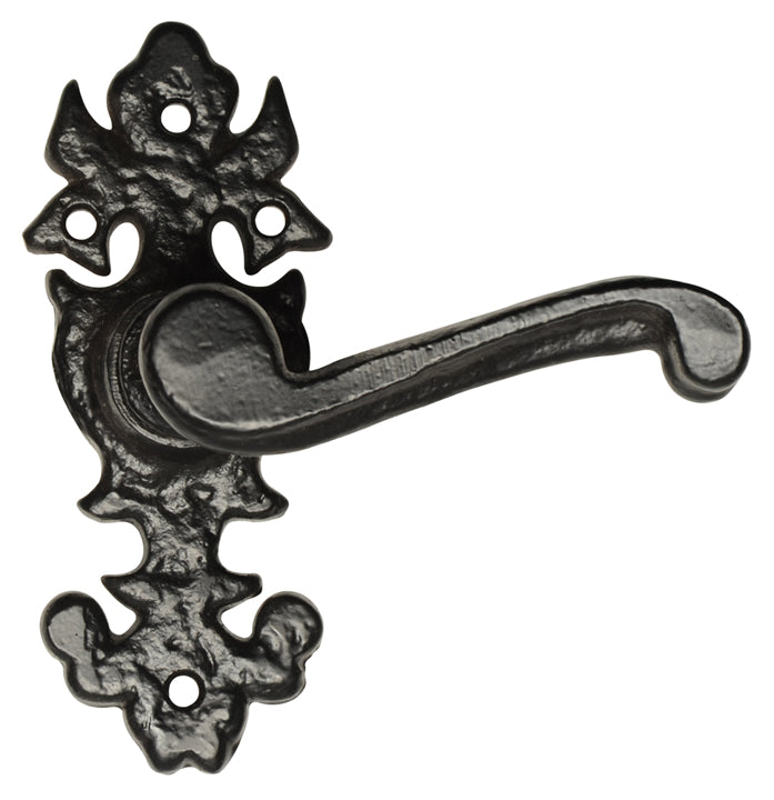 Black Antique Lever Latch Door Handles Short Plate 2434