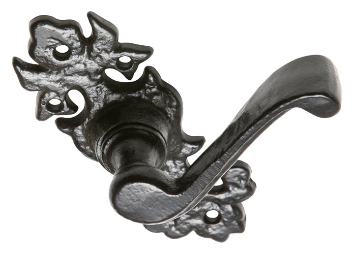 Black Antique Lever Latch Door Handles Short Plate 2434