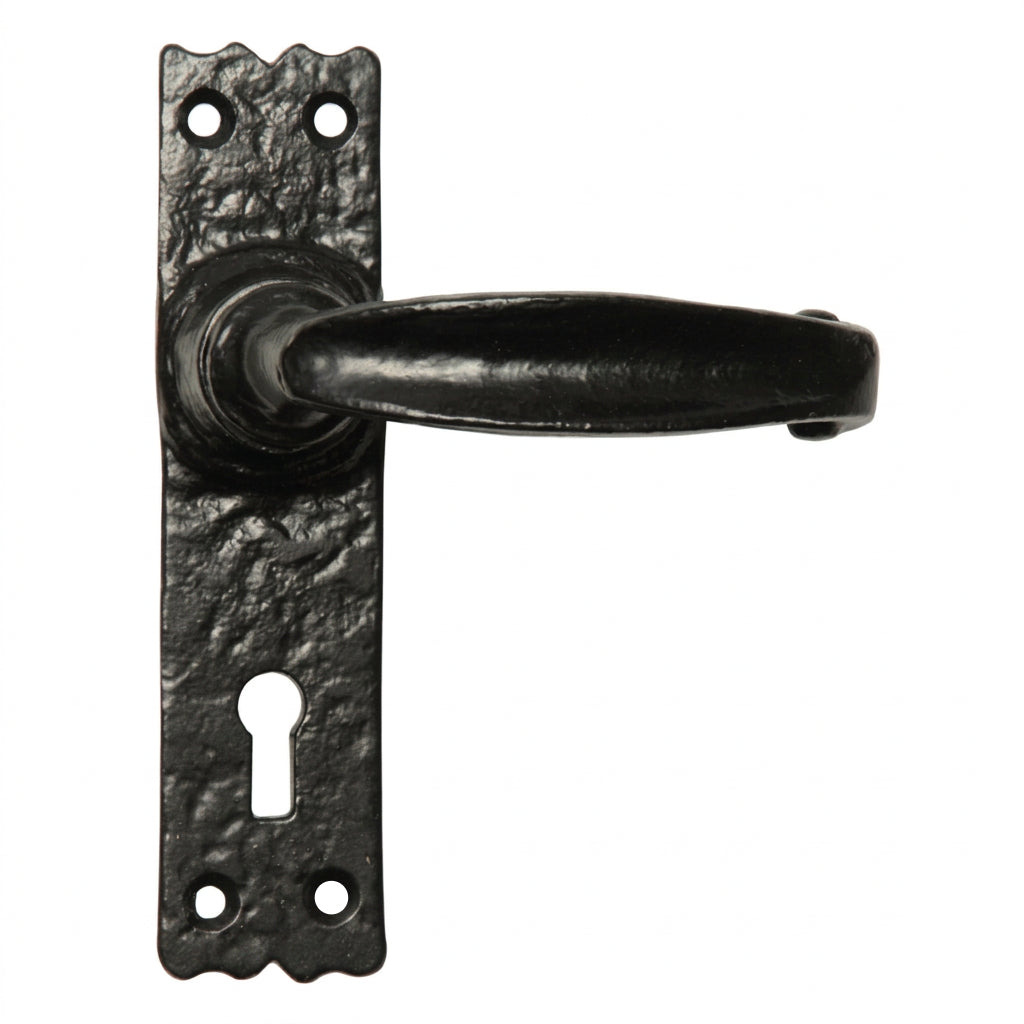 Black Antique Lever Lock Door Handles 152x38mm 2439