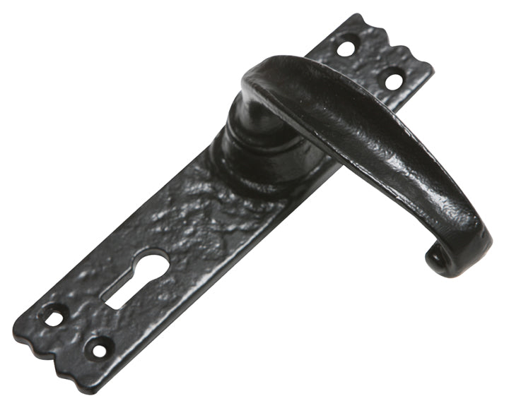 Black Antique Lever Lock Door Handles 152x38mm 2439