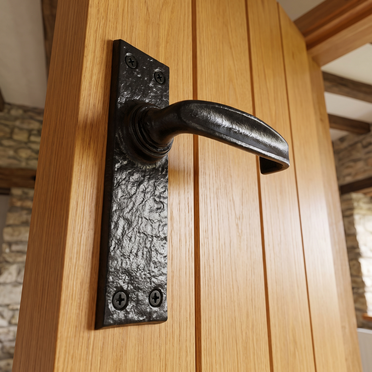 Black Antique Lever Latch Door Handles 152x38mm 2440