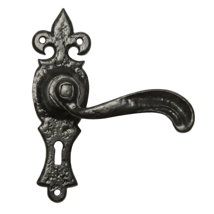 Black Antique Lever Lock Door Handles 159x50mm 2442