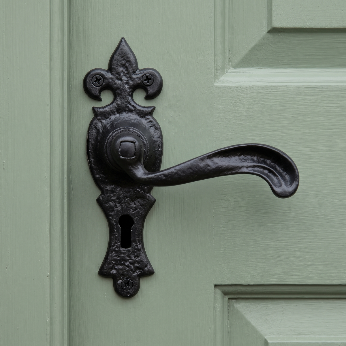 Black Antique Lever Lock Door Handles 159x50mm 2442