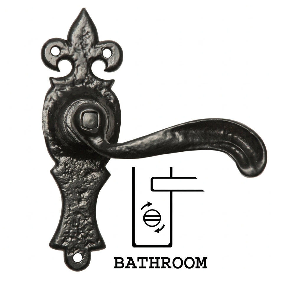 Black Antique Bathroom Door Handles 159x50 2442