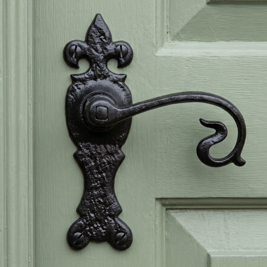 Black Antique Lever Latch Door Handles 165x50mm 2444
