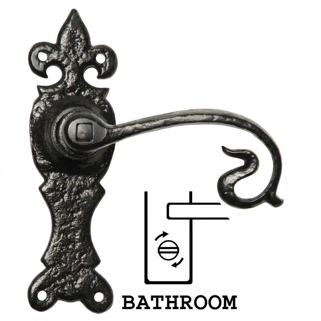 Black Antique Bathroom Door Handles 165x50mm 2444