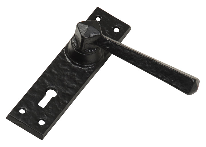 Black Antique Lever Lock Door Handles 152x38mm 2445