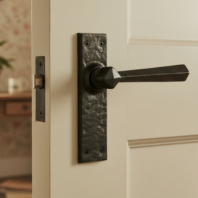 Black Antique Lever Latch Door Handles 152x38mm 2445