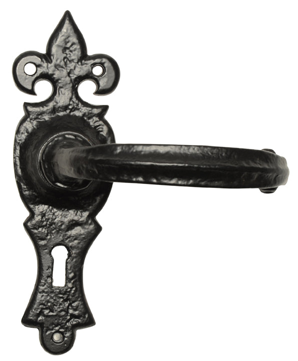 Black Antique Lever Lock Door Handles 159x50mm 2448