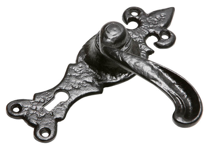 Black Antique Lever Lock Door Handles 165x50mm 2449