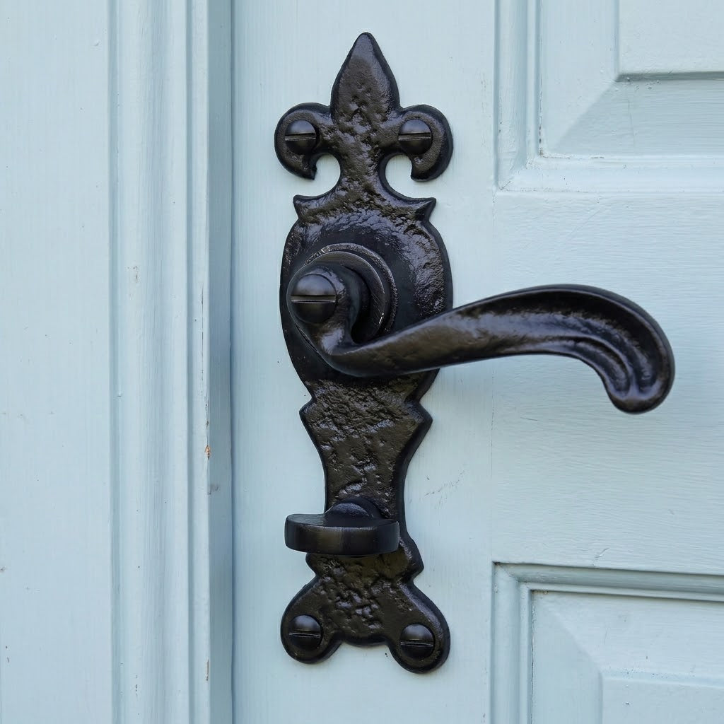 Black Antique Bathroom Door Handles 165x50 2449