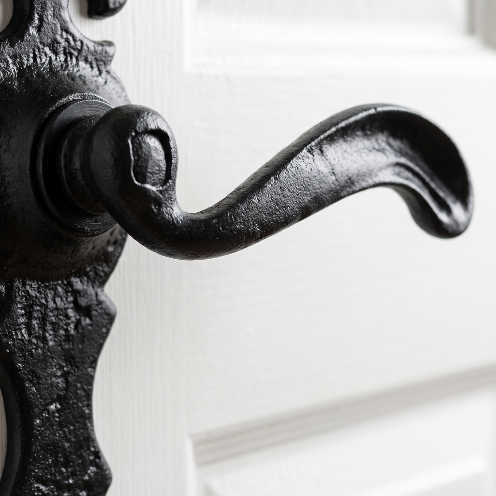 Black Antique Bathroom Door Handles 165x50 2449