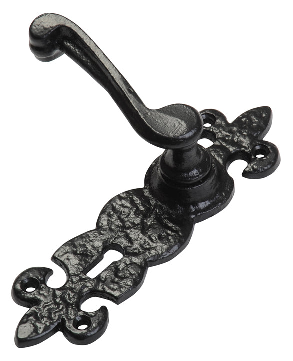 Black Antique Lever Lock Door Handles 190x57mm 2450