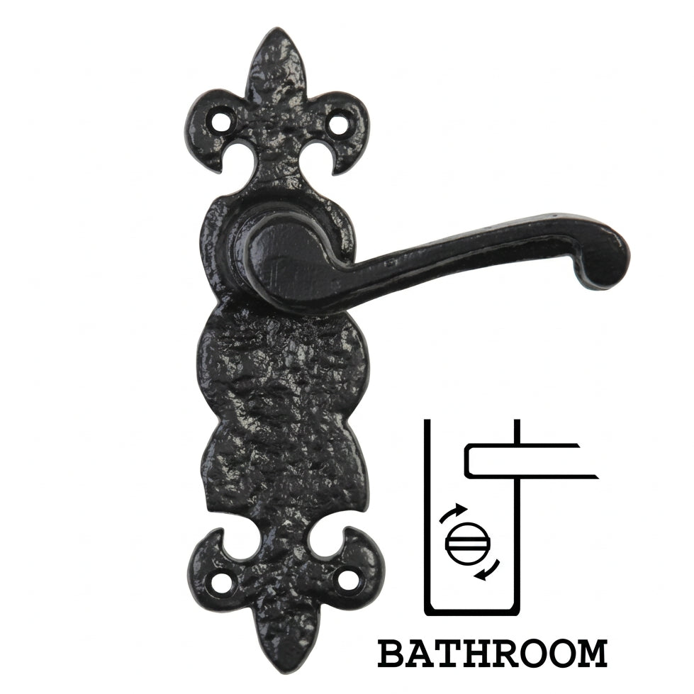 Black Antique Bathroom Door Handles 190x57mm 2450