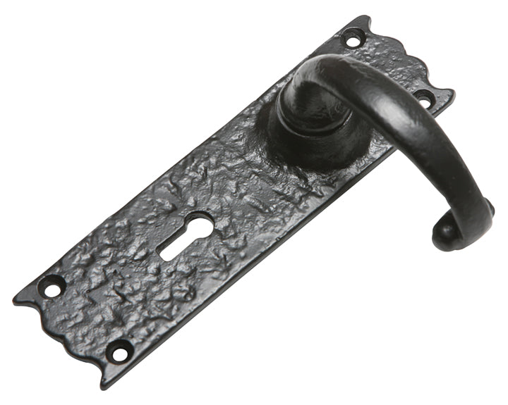 Black Antique Lever Lock Door Handles 164x47mm 2451