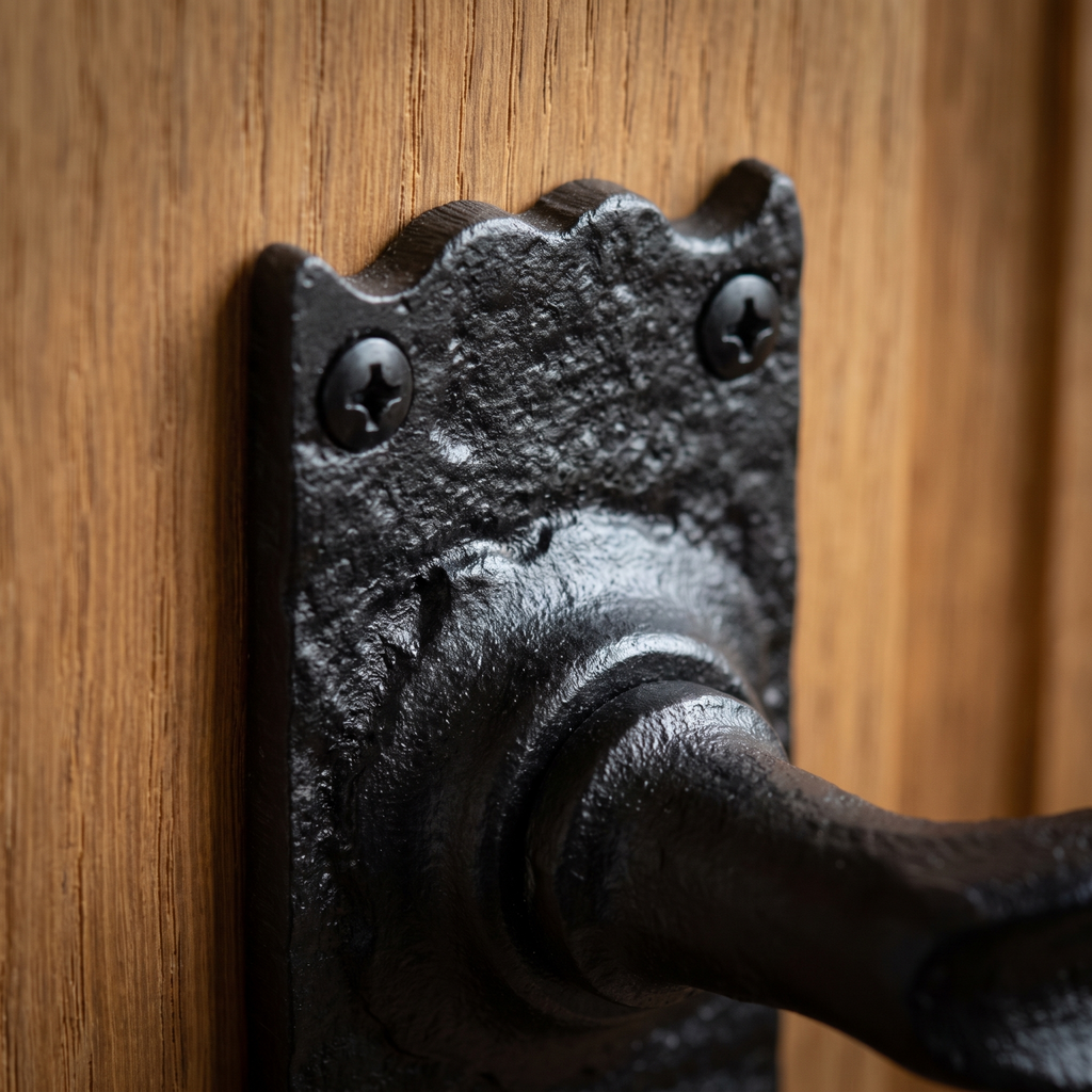 Black Antique Lever Lock Door Handles 164x47mm 2454