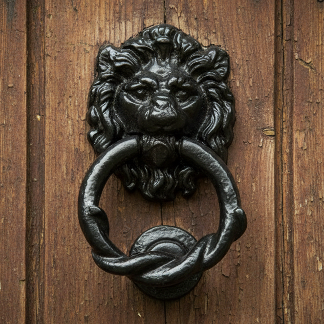Black Antique Lion Door Knocker 101mm 4896