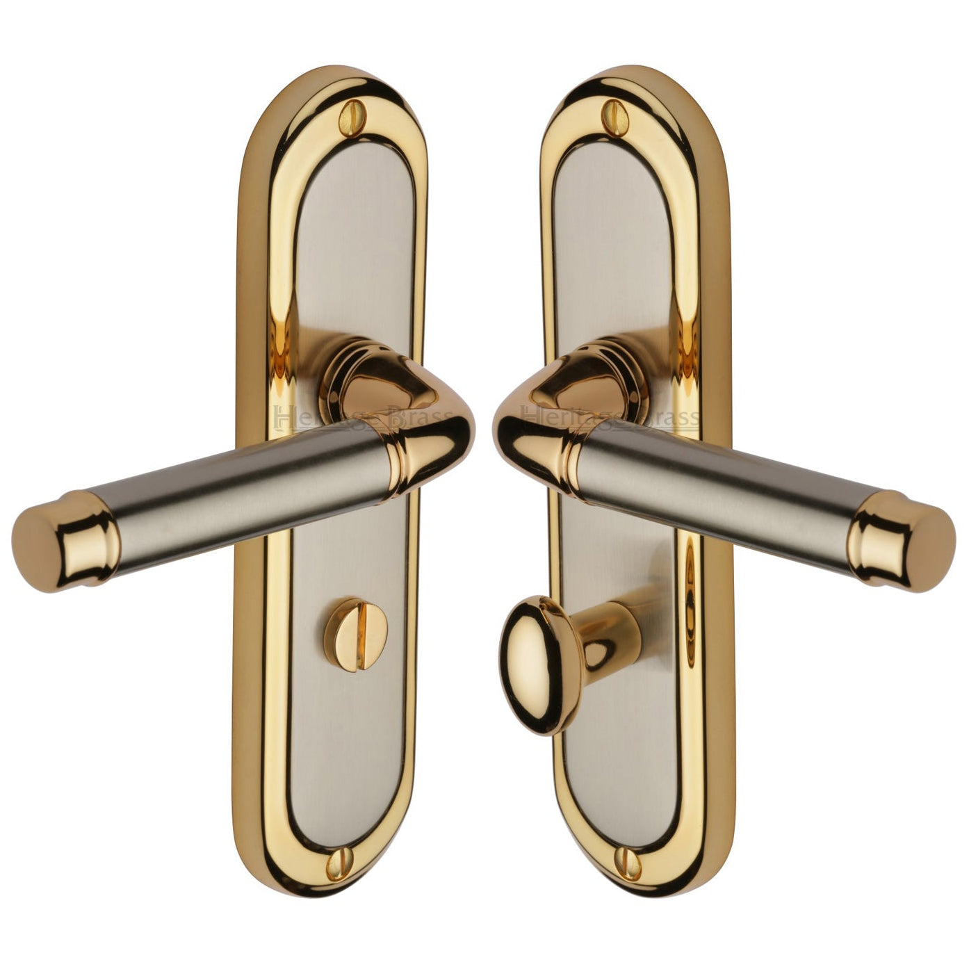 Saturn Straight Lever Dual Finish Bathroom Door Handles