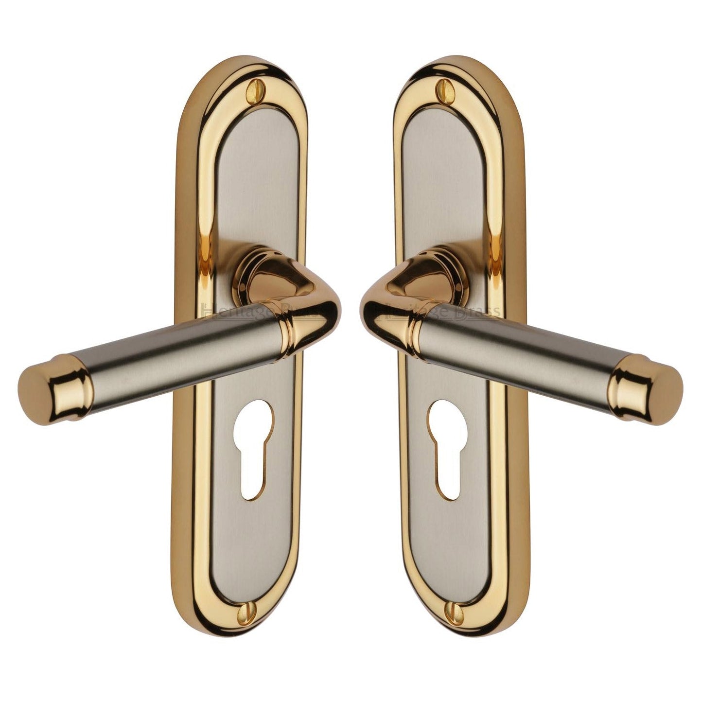 Saturn Straight Lever Dual Finish 48mm Euro Cylinder Door Handles