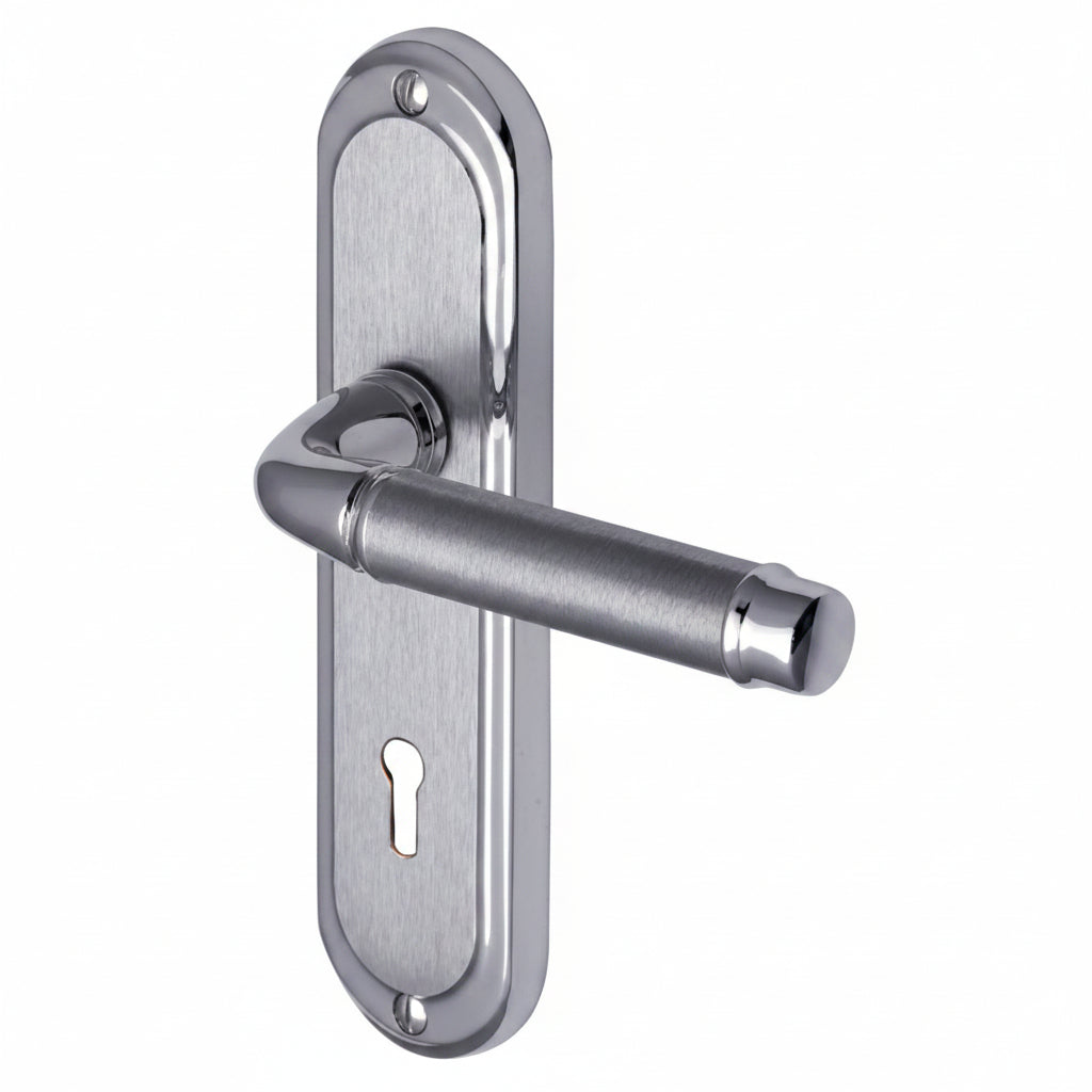 Saturn Straight Lever Dual Finish Chrome Keyhole Door Handles