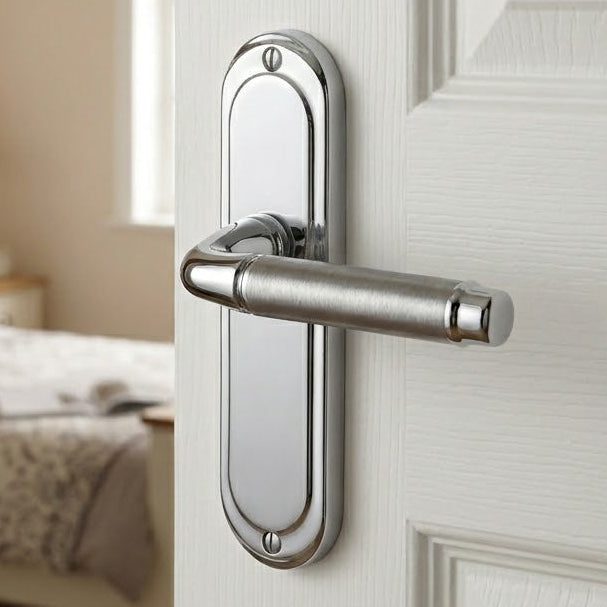 Saturn Straight Lever Dual Finish Chrome Latch Door Handles