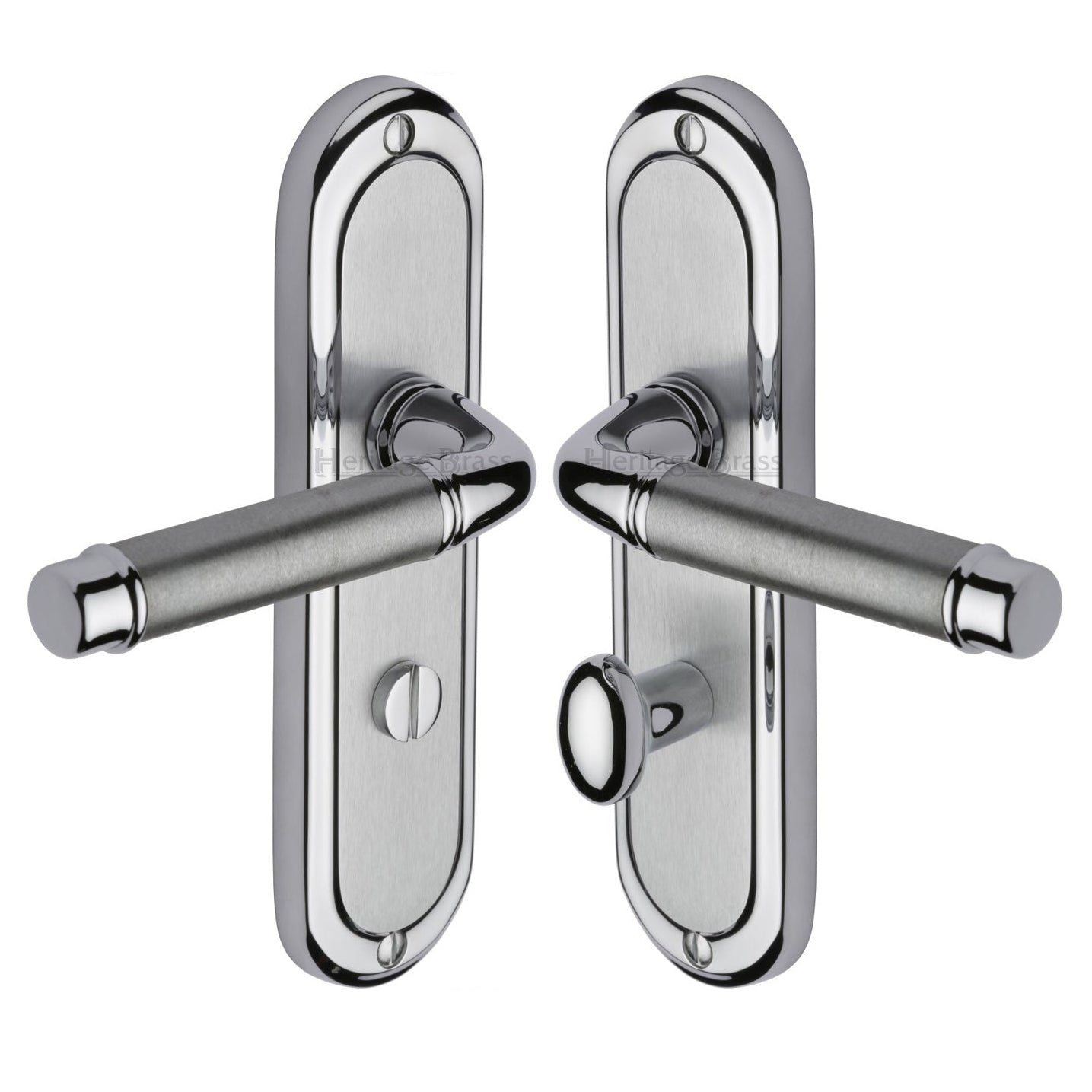 Saturn Straight Lever Dual Finish Chrome Bathroom Lock Door Handles