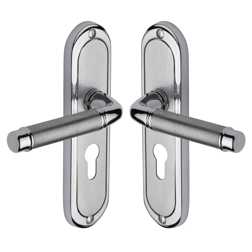Saturn Straight Lever Apollo Chrome 48mm Euro Cylinder Door Handles