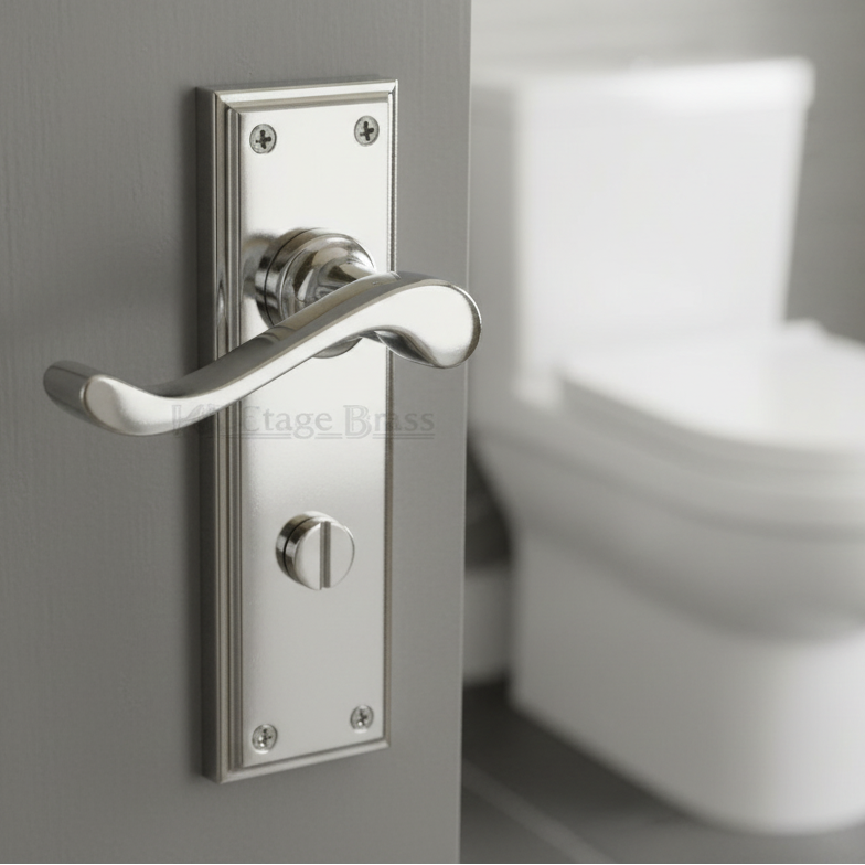 Edwardian Scroll Lever Polished Chrome Bathroom Handles