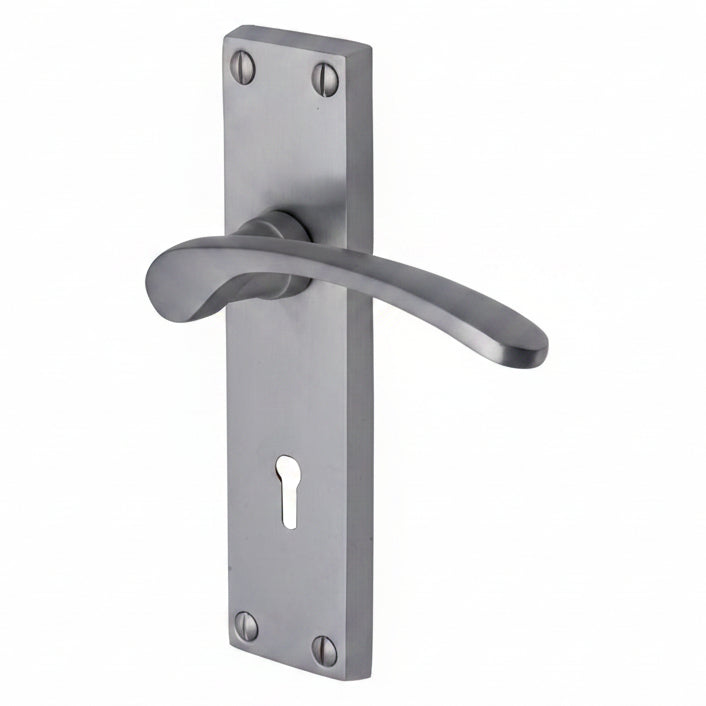 Sophia Curved Lever Satin Chrome Keyhole Door Handles