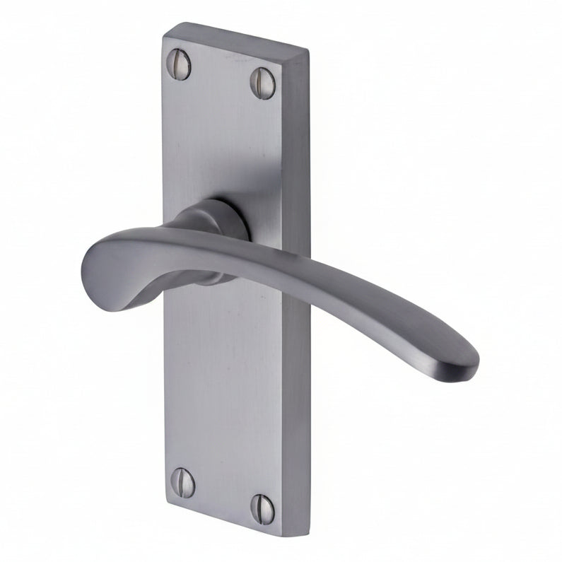 Sophia Curved Lever Satin Chrome Short Latch Door Handles