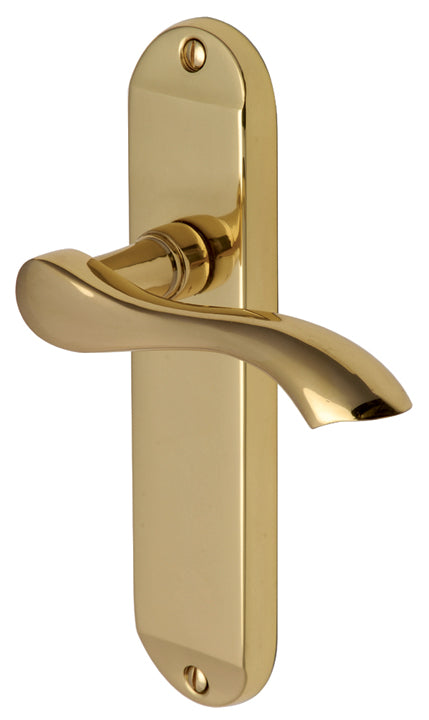 Algarve Small Shaped Lever Polished Brass Latch Door Handles