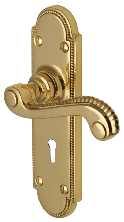 Adam Scroll Lever Polished Brass Keyhole Door Handles