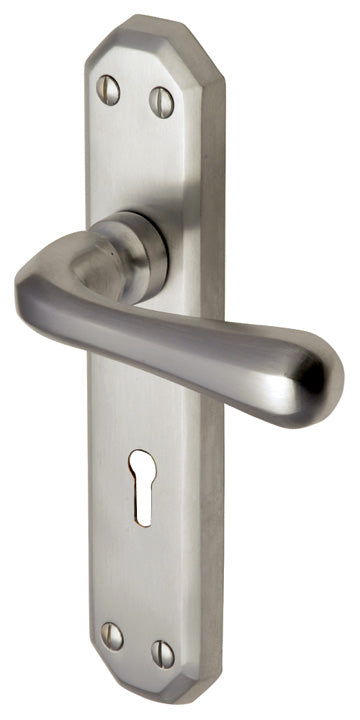 Charlbury Contoured Lever Satin Nickel Keyhole Door Handles
