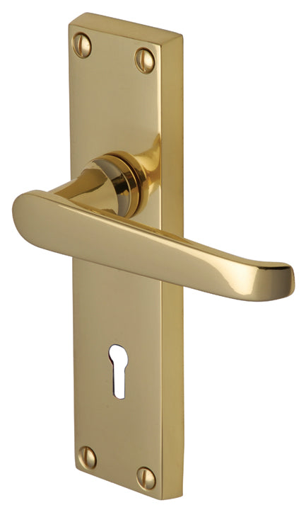Victoria Straight Lever Polished Brass Keyhole Door Handles