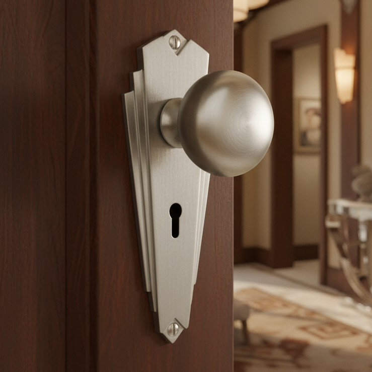 Broadway Satin Chrome Keyhole Door Knob Set