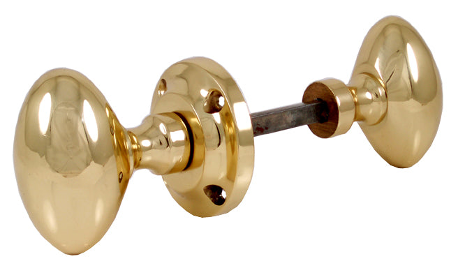 Suffolk Polished Brass Rim Lock Oval Door Knob Set