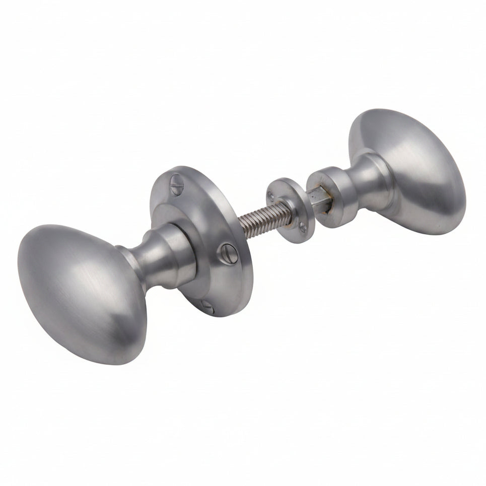 Suffolk Satin Chrome Rim Lock Oval Door Knob Set