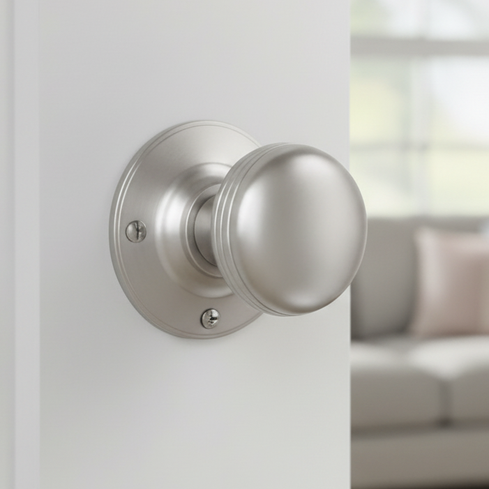 Satin Chrome Richmond Mortice Door Knob Set 56mm