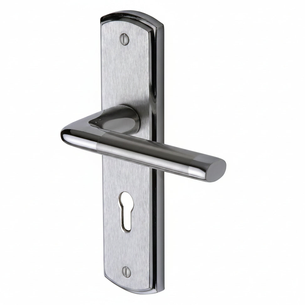 Lena Dual Finish Chrome Straight Lever Keyhole Door Handles