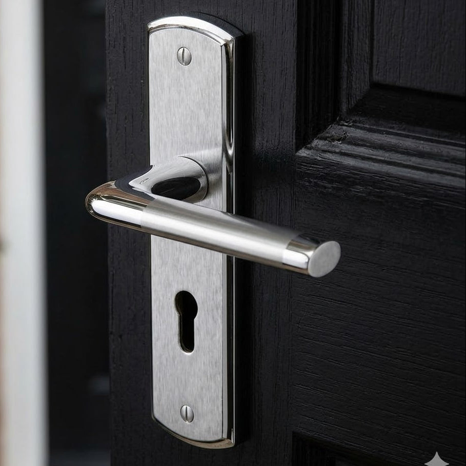 Lena Dual Finish Chrome Straight Lever Keyhole Door Handles