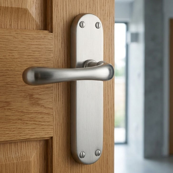 Donna Satin Chrome Shaped Lever Latch Door Handles