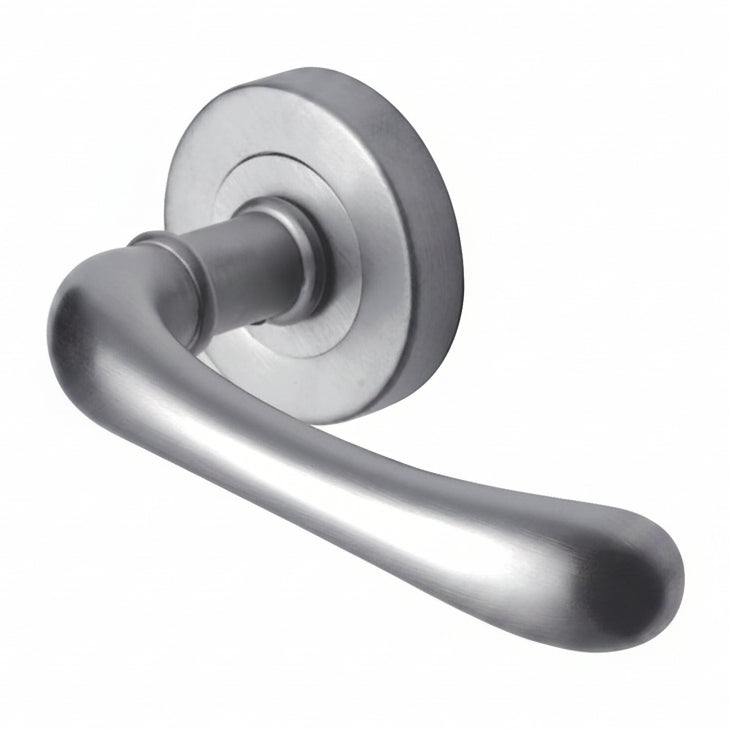 Donna Satin Chrome Shaped Lever on Rose Set