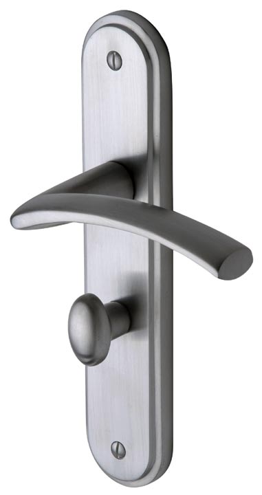 Tosca Satin Chrome Curved Lever Bathroom Door Handles