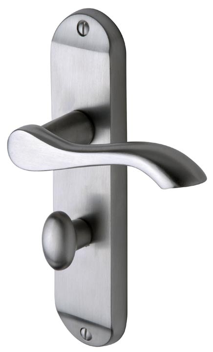 Aurora Satin Chrome Scroll Lever Bathroom Door Handles