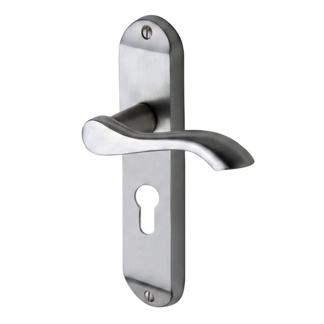 Aurora Satin Chrome Scroll Lever 48mm Euro Cylinder Door Handles