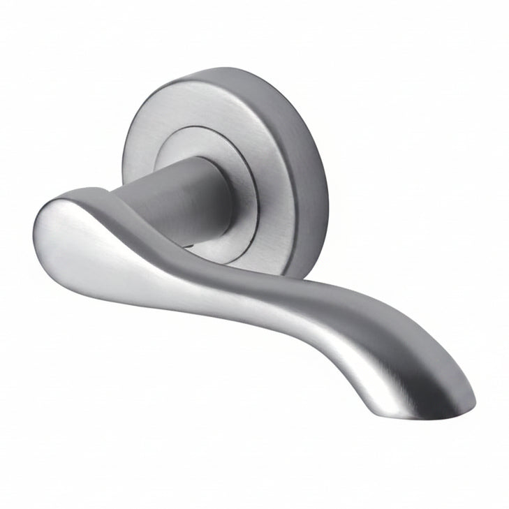 Aurora Satin Chrome Scroll Lever on Rose Set